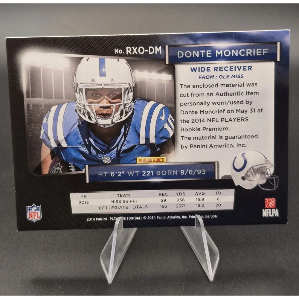 2014 Playbook Donte Moncrief #RXO-DM Rookie XO Memorabilia Gold /25 (RC) Colts